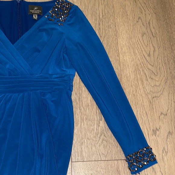 ADRIANNA PAPELL Long Sleeve Midi Dress. US 4P. Blue. - Picture 3 of 4